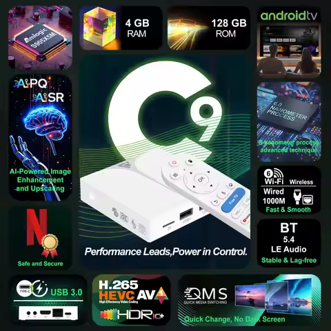 C9 64Bit 5G Android14 Game box H618 S905X5M 4K WiFi6 1080P 4k Ultra HDmax output 4G RAM 32GB ROM gam