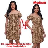 iNAR-te (Fits Small to Medium), Off-Shoulder, MINI Smocked Daster Pambahay for Women