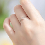 白水晶925純銀十字架戒指 可調式戒指