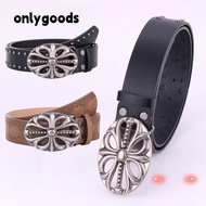 ONLYY Leather Belt, Hip Hop Punk Bohemian Style Belt, Fashion Skeleton Head Inlaid Waistband Y2K Sty