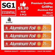 GRILLPAC ALUMINIUM FOIL BBQ/GRILLING 25SQ.FT $9.90 FOR 3 PCS