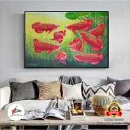 lukisan kanvas ikan arwana super red lukisan berkualitas 