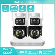 Hamrol 8MP A28H Paket CCTV 8 Channel WiFi NVR + 2 Kamera PTZ Outdoor CCTV Kit