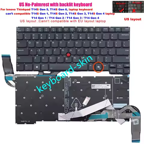 New US backlit keyboard for lenovo Thinkpad T14s Gen 5 Gen 6 Type 21LT 21LS 21N1 (isn't for T14s Gen