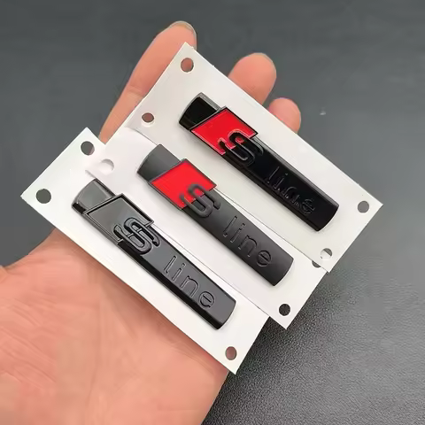 2Pcs 3D ABS Chrome Black Sline Logo SLine Emblem Car Fender Badge For Audi A3 A4 A5 A6 A7 Q2 Q5 Q7 Q