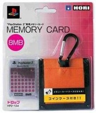 PS2 日本原裝 HORI品牌 8MB記憶卡 Menory Card 8MB 桃紅點點圖樣 附掛勾收納包【板橋魔力】