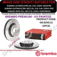BREMBO GENUINE DISC BRAKE ROTOR (FRONT) FOR SUBARU LEVORG [VM] '15-24YR / OUTBACK [BR, BS] / WRX [GJ