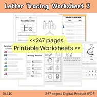DL110 [PDF] 247pgs Letter Tracing Worksheet (3) Preschool Printable Practice