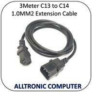 1.0mm2 C13 to C14 3Meter Power Extension Cable / IEC 13 to IEC 14 Extension Power Cable 3M UBILL
