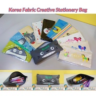 Pencil Case Korea Canvas Cute Cartoon Pouch Zipper Pencil Box Small Stationery Pen Cases pouch bag Organizer bags