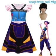 ชุดนักล่าปีศาจสำหรับเด็กชุดคอสเพลย์สำหรับเด็กผู้หญิงฮาโลวีนชุดแฟนซี Rumi Zoey Mira เทศกาลคาร์นิวัลสว