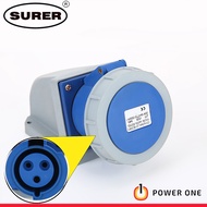 Surer 2911 Industrial Socket, Wall Mounted, 2P+E, 32A 240V, IP67 (2910 Series)