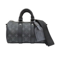 黑色 原花帆布 Keepall Bandouliere 25 兩用包【LOUIS VUITTON LV 路易威登】 M46271