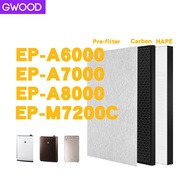 Filter For Hitachi Air Purifier EPF-DV1000H Dust EP-A6000 EP-A7000 EP-A8000 EP-M7200C HEPA + Carbon