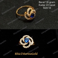 Cincin emas mata biru kembang 1,8 gram