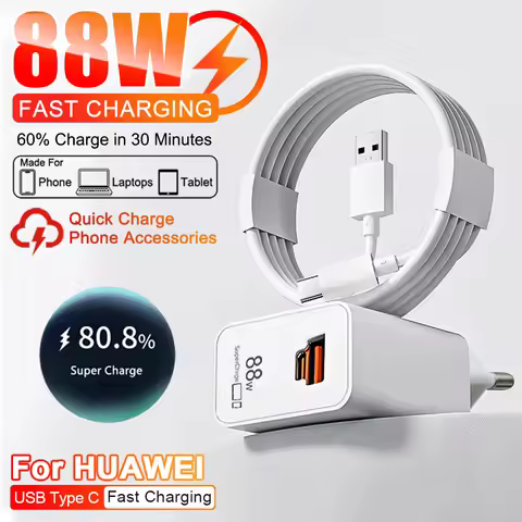Original 88W USB Type C Fast Charger For HUAWEI MatePad Pura 70 80 Ultra P60 P50 Honor 400 200 Magic