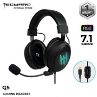 Tecware Q5 RGB Gaming Headset with Mic， Wired USB 7.1 Surround Sound