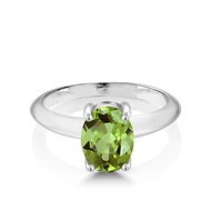 GSK1.8ct Green Peridot Ring Single Inlaid S925 Silver Colorful Gemstone Engagement Female Ring