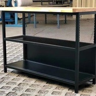 industrial island table - meja dapur - meja makan solid wood Besi Furniture