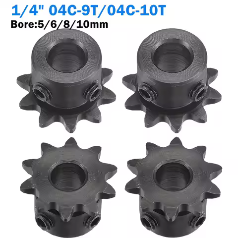 1/2/5/10pc 45# Steel Gear With Step 04C 9T/10T #25 Chain Drive Sprocket Wheel Bore 5/6/8/10mm Pitch