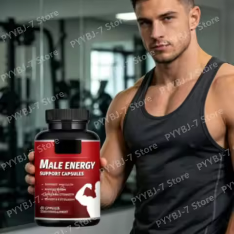 Herbal Supplement Capsules for Men's Energy Muscle Recovery Bone Strength Fat Metabolism 60 Count Di