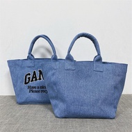 GANNI Towel Embroidered Distressed Blue Canvas Bag Casual Shopping Bag tote Bag tote tote Bag