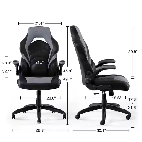 Emerge Vortex Gaming Chair, Ergonomic Design, Adjustable Height, 360° Swivel Seat, Comfortable Black