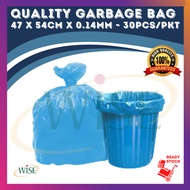 WISE 30pcs 47 x 54cm Super Heavy Duty Blue Garbage Bag Trash Bags Rubbish Bag M Size Storage Beg Pla