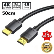 50cm HDMI Short Cable 4K 2.0 18Gbps for PS3/4 Xbox Laptop Monitor Projector