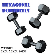 <READY STOCK>Hexagonal dumbbell 5KG/7.5KG/10kg Set Dumbells for Sport Gym Fitness Exercise Weight Tr