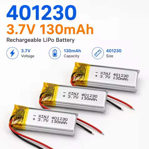 3.7V 130mAh 401230 Rechargeable Li-Po Battery Lithium Polymer For Bluetooth Earphone Headphone Speak