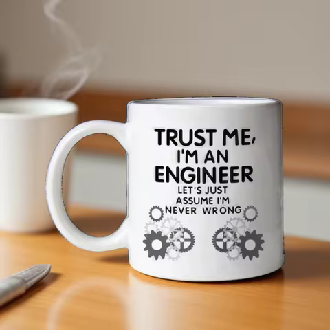 Funny Engineer Coffee Mug Unique Idea, Trust Me, I'm an Engineer Ceramic Cup White, 11 Oz