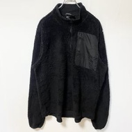 古著 Champion 長袖羊毛夾克，圍巾外套，黑色，純色，normcore，L 碼