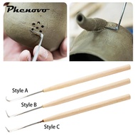 [Phenovo] Pottery Trimming Professional Pottery Tool Wood Handle Carving Blade for Pottery Sculpture