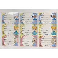 3 files of 45 princess-shaped student notebook labels E282 (size: 8.5x4.5cm)