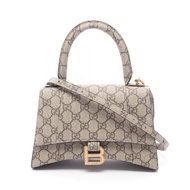 【二手】巴黎BALENCIAGA)手提包，GUCCI × BALENCIAGA Hacker Project Flora Hourglass 2WAY 681697 米色 PVC 塗層帆布BALENC