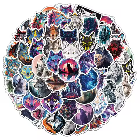 50PCS Wolf Decoration Sticker Pack Handsome Trendy Graffiti Handbag Waterproof Phone Case Water Cup 