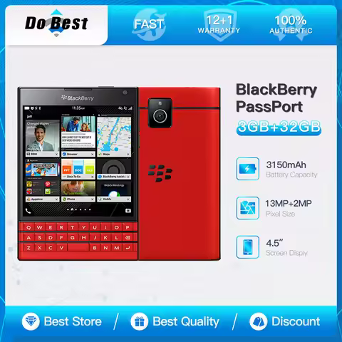Blackberry Passport Q30 Quad Core 4G LTE Mobile Phone 4.5'' IPS LCD 3GB RAM 32GB ROM QWERTY Keyboard