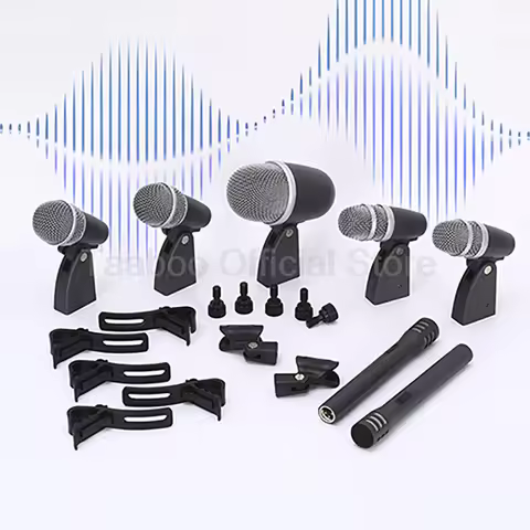 8-12H Use Microphone Kits SNR60dB Cardioid Microphoneās 220V Wired Mic Set USB 100HZ-20KHZ for Drum