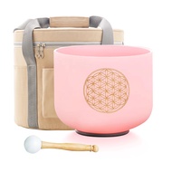 Hye-eun Pink 8 Inch 528hz C Note Life Flower Design Quartz Crystal Singing Bowl for Healing