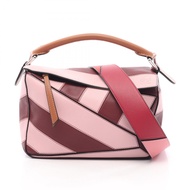 【二手】 LOEWE Puzzle Bag 小號兩用手提包，粉紅色/酒紅色/ブラウン皮革，女士，二手 A