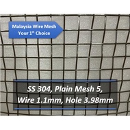 SS304 Stainless Steel Wire Mesh 5 Netting x Wire 1.1mm x Hole 3.98mm