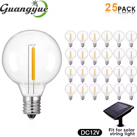 DC 12V LED Light Bulb E12 Low Voltage Globe Bulbs for Solar String Lights 1W Warm White G40 RV Bulbs