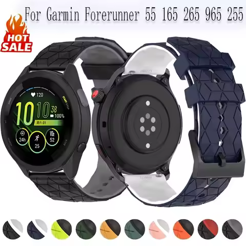 22mm 20mm Silicone Strap For Garmin Forerunner 55 165 265 965 255 Football Pattern Wristband Garmin 