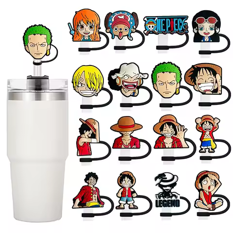 Hot Toys Japanese anime Straw Cover Cap 10MM Drink Straw Plug Reusable Splash Proof Drinking Fit Cup