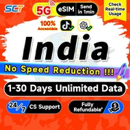 SCT India eSIM Card 1-15 Days Daily 500MB-3GB Unlimited 4G Data eSIM India send in 1 min