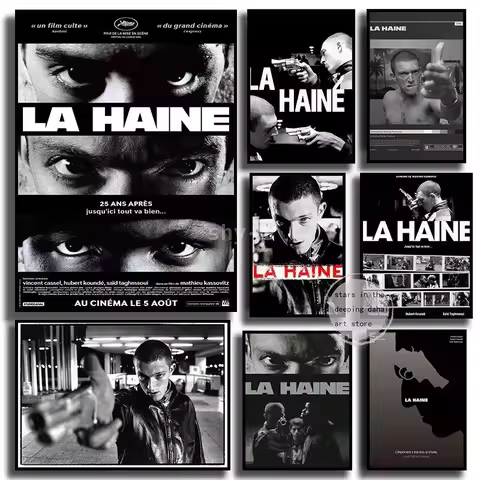 La Haine Vintage French Movie Poster Mathieu Kassovitz Canvas Art Print for Home Wall Decor