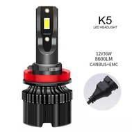 K5 หลอดไฟหน้า หลอดไฟตัดหมอกรถยนต์ LED 3 สี 8600LM 36W