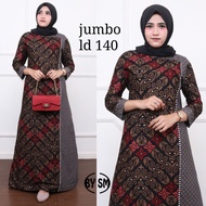 Baju dress gamis wanita batik katun kombinasi super jumbo ld 140