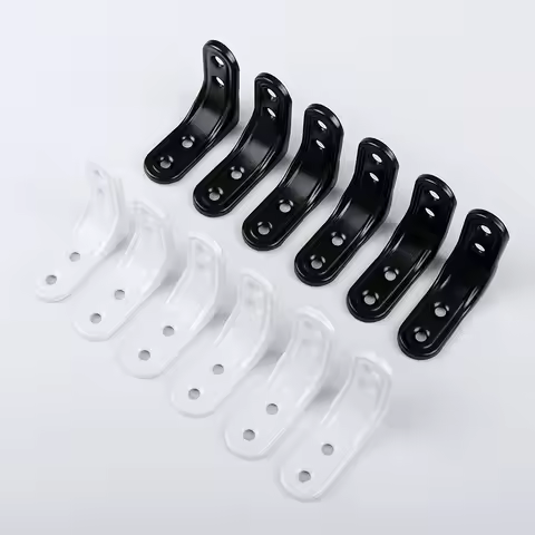 6pcs Black/White 90 Degree Right Angle Brackets 50x50mm L Shape Corner Brace Bracket Furniture Hardw